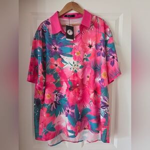 Vibrant Floral Men's Casual Button Down Shirt